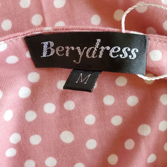 Pink Polka Dot Midi Sundress Women's M Button Front Spaghetti Straps NWT - Picture 3 of 12